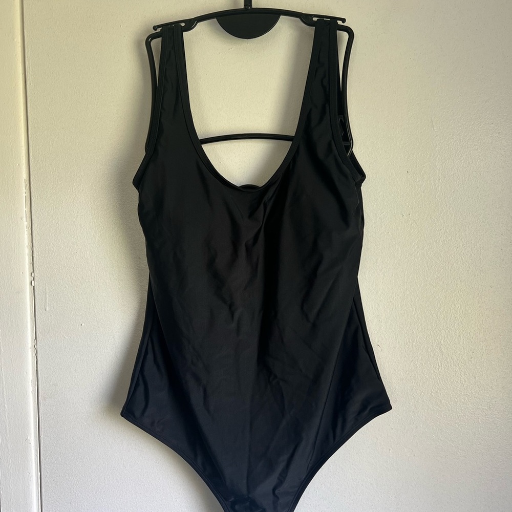 Basic Editions Classic Black One-Piece Swimsuit Size 8